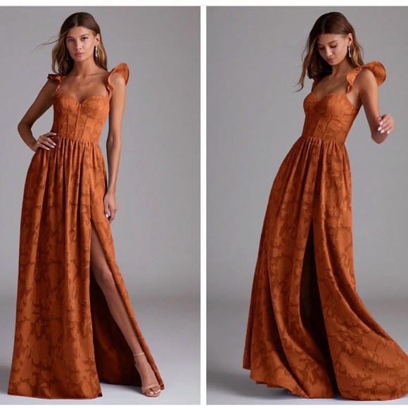 Azazie Burnt Orange Dress - Picture 2 of 4
